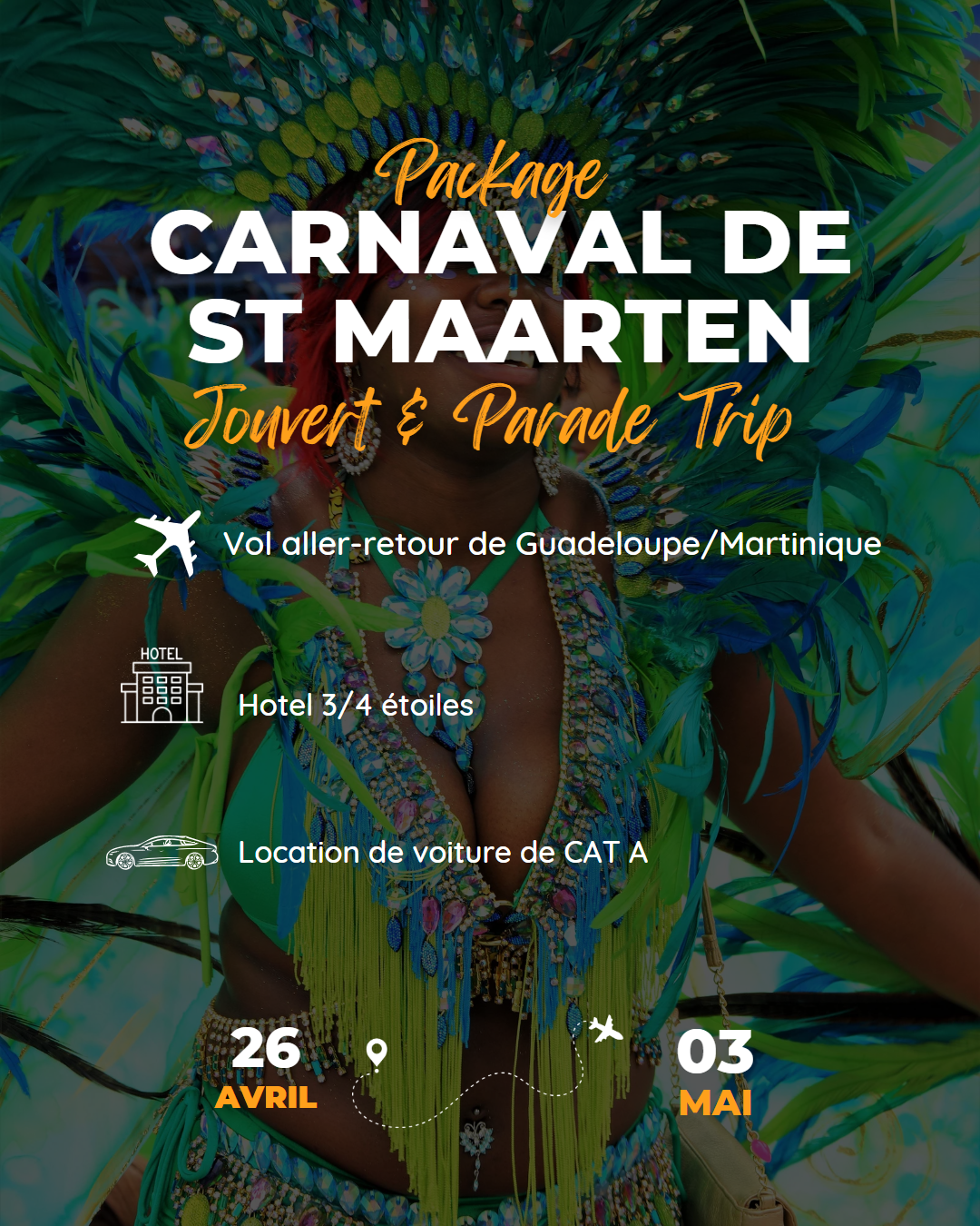 Jouvert & Parade Trip avec Hôtel 3 étoiles - Groupe de 2 personnes - Martinique