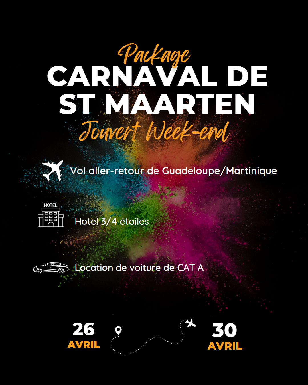 Jouvert Week-end avec Hôtel 3 étoiles - Groupe de 2 personnes - Martinique